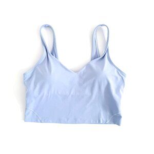 Lululemon Align Tank Top Cropped 12 Blue Linen Removable Padded Cups